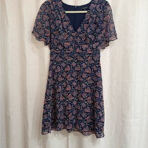 Madewell Floral V Neck Flutter Sleeve Dress 00